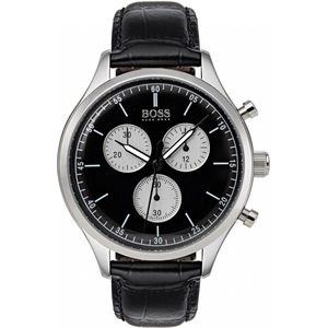 Hugo Boss  HB1513543 Companion Horloge - Leer - Zwart -  Ø42 mm
