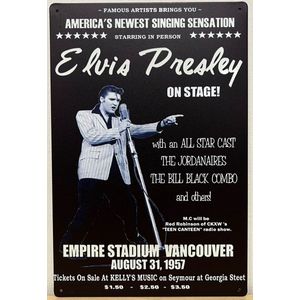 Elvis Presley Live on Stage Reclamebord van metaal METALEN-WANDBORD - MUURPLAAT - VINTAGE - RETRO - HORECA- BORD-WANDDECORATIE -TEKSTBORD - DECORATIEBORD - RECLAMEPLAAT - WANDPLAAT - NOSTALGIE -CAFE- BAR -MANCAVE- KROEG- MAN CAVE