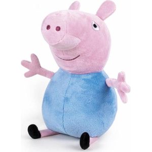 Pluche Peppa Pig/Big knuffel in blauwe outfit 42 cm speelgoed - Cartoon varkens/biggen knuffels - Speelgoed voor kinderen