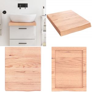 vidaXL Wastafelblad 40x50x(2-6) cm behandeld massief hout lichtbruin - Wastafelblad - Wastafelbladen - Blad Voor Wastafel - Tafelblad