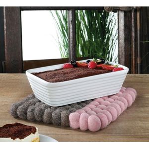 Wasbare vilt onderlegger van schapenwol voor hete potten en pannen - hittebestendig - bruin-roze
