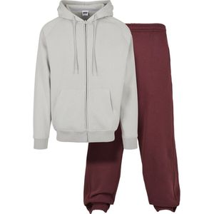 Urban Classics - Blank Suit Joggingpak - S - Grijs/Bordeaux rood