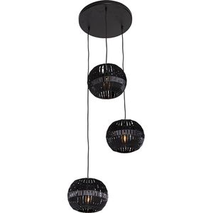 QAZQA zoe - Moderne Hanglamp - 3 lichts - Ø 40 cm - Zwart - Woonkamer | Slaapkamer | Keuken
