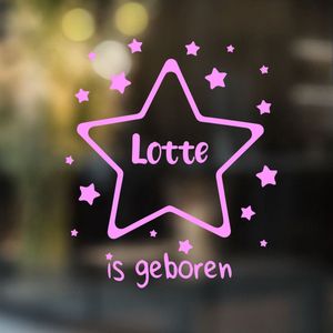 Geboortesticker Meisje | Naam in sterren | Formaat 50 x 50 cm | Raamsticker Geboorte