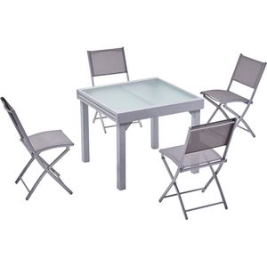 Concept-U - Uitbreidbare tuintafel 8 plaatsen en 4 stoelen MOLVINA