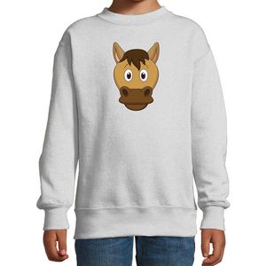 Cartoon paard trui grijs voor jongens en meisjes - Kinderkleding / dieren sweaters kinderen 134/146