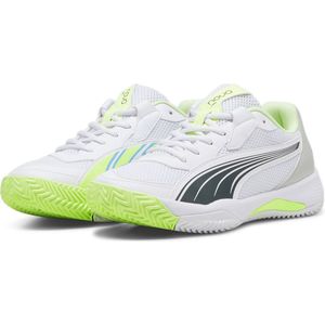 PUMA NOVA Court Unisex Sportschoenen - PUMA White-Luminous Blue-Fizzy Apple-Shadow Gray - Maat 45