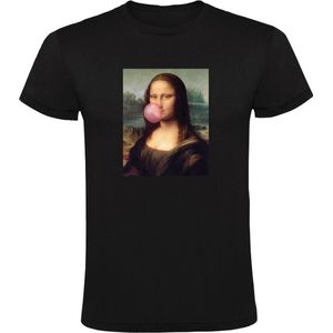 Mona lisa maakt een bel van kauwgom Heren T-shirt - schilderij - hip - kunst - schilder