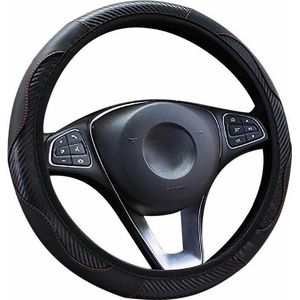 Kasey Products - Stuurhoes Auto - Voor 37-38 cm Stuurwiel - Zwart met Rood - Carbon Look