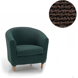 Fauteuilhoes Milan Rond - 70 tot 80cm breed - Bruin - Bi-stretch, Ademend katoen - Fauteuilhoezen voor Kuipstoelen