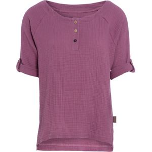 Knit Factory Nena Top - Shirt voor het voorjaar en de zomer - Dames Top - Dames shirt - Zomertop - Zomershirt - Ruime pasvorm - Duurzaam & milieuvriendelijk - Opgerolde mouw - Violet - Paars - XL - 100% Biologisch katoen