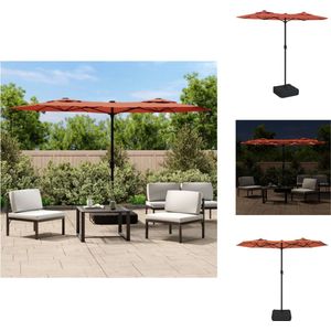 vidaXL Parasol - Parasols - Tuinparasol - Strandparasol - Parasol dubbel met LED's 316x240 cm terracottakleurig