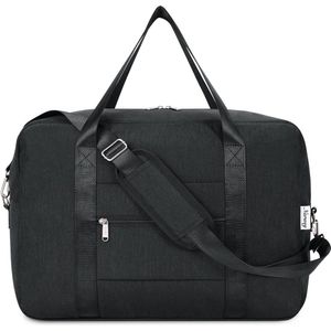 handbagage 45 x 36 x 20 opvouwbare reistas voor onder de stoel, draag- en handtas voor overnachten voor dames en heren, A-zwart, 25L