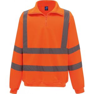 Sweatshirt Unisex XXL Yoko 1/4-ritskraag Lange mouw Hi Vis Orange 100% Polyester