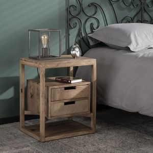 Nachtkastje sahara | 2 lades | bruin | hout | 45 x 35 x 55 cm | hal / woonkamer | modern / sfeervol design