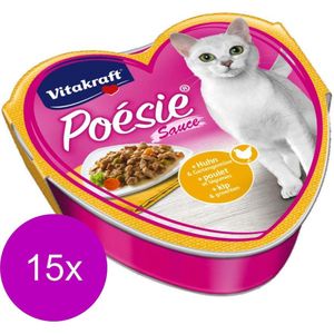Vitakraft Poésie Saus Alu - Kattenvoer - Kip & Groente - 15 x 85 g