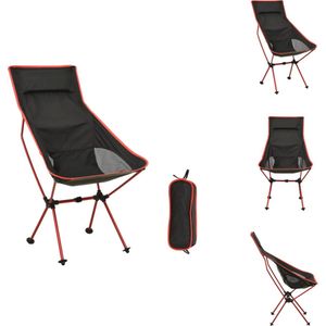 vidaXL Kampeerstoel - Compact aluminium frame - PVC zitting - Hoge rugleuning - Inklapbaar - Zwarte en rode kleur - Afmetingen- 45 x 90 x 100 cm - Gewicht- 1.25 kg - Met draagtas - vidaXL - Campingstoelaccessoire