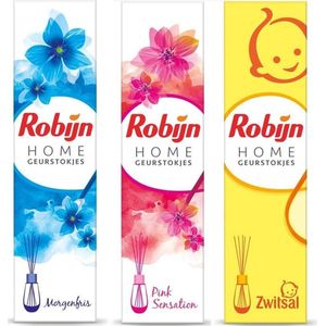 3 stuks - Robijn Home Geurstokjes - Morgenfris - pink - zwitsal - 45 ml