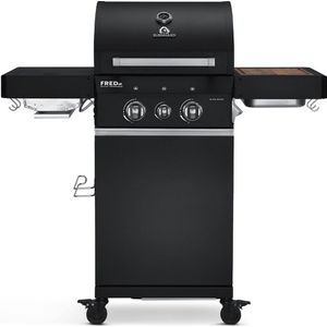 Burnhard Gas BBQ FRED JR. Deluxe Series 3 - 2 Branders - Incl. Keramische Infraroodbrander & Afdekhoes - Black Series