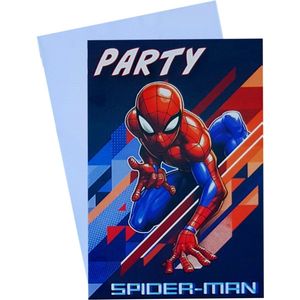 Marvel - Spiderman - Uitnodigingen - 5 stuks - met envelop - Superheld - Kinderfeestje - Party - verjaardag