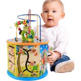 Houten Activiteiten kubus 8-in-1 - Activity Center Baby - Speelkubus Activiteiten Kubus - Baby Speelgoed - Kinder Speelgoed - Educatief Speelgoed - Blokkendoos - Vormenstoof - Kralenspiraal