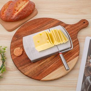 Kaasschaaf, kaassnijplank van roestvrij staal met lemmet, multifunctionele botersnijder voor levensmiddelen, nauwkeurige maatschaal, botersnijplank voor blokkaas, worst, ham