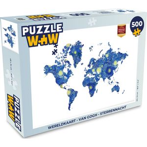 Puzzel Wereldkaart - Van Gogh - Sterrennacht - Legpuzzel - Puzzel 500 stukjes