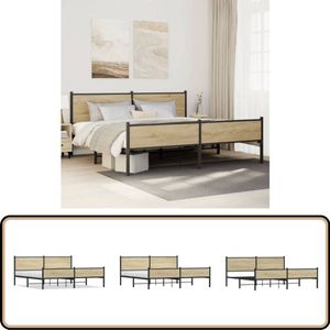 vidaXL Bedframe zonder matras metaal sonoma eikenkleur 200x200 cm