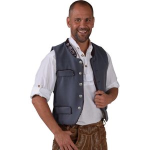Magic By Freddy's - Boeren Tirol & Oktoberfest Kostuum - Trachtenvest Altijd Bierfeest Grijs Man - Grijs - Small - Bierfeest - Verkleedkleding