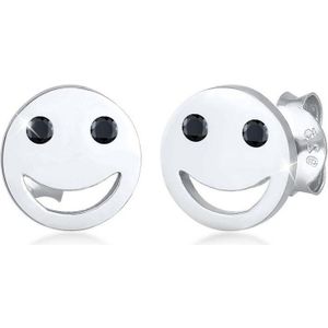 Elli Oorbellen Dames oorbellen Smiley Face Emoji met zirkonia steentjes in 925 Sterling Zilver