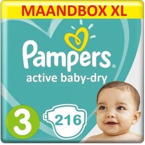 Pampers Active Baby Dry Maat 3 - 216 Luiers - Maandbox XL