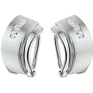 The Jewelry Collection Oorclips Zirkonia Poli/mat - Zilver