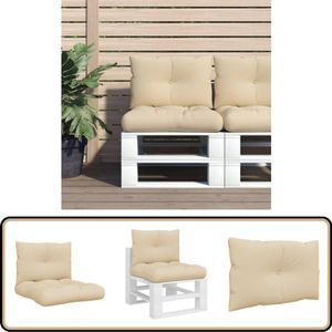 vidaXL Palletkussens - Beige - Set van 2 stuks Palletkussens - Buitenkussens - Tuinkussens - Zitkussens - Loungekussens
