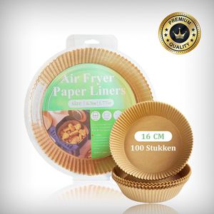 Airfryer BakPapier-Airfryer Bakjes -Airfryer bakpapier cirkel-airfryer bakpapier xxl- airfryer bakpapier 100 stuks-air fryer bakpapier-wegwerpbakjes