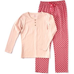 Little Label Pyjama Dames Maat XS/34 - roze, fuchsia - Geruit - Dames Pyjama - Zachte BIO Katoen