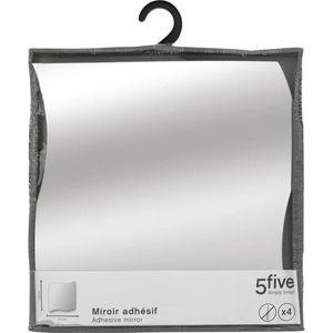 5Five Plak spiegels tegels - 4x stuks - glas - zelfklevend - 30 x 30 cm - waves - muur/deur/wand