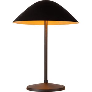 Atmooz - Elan - Tafellamp - Zwart met Gouden Binnenkant - 2 Lichtpunten - Paddestoelvormig - 34 x 34 x 45 cm - G9 Fitting - Max 3.5W - Dimbaar - Metaal - Inclusief Lampenkap