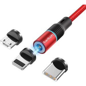 Magnetische USB kabel voor smartphone & tablet - Universele kabel met magnetische aansluiting - 1 Meter - Rood - Voor Apple/Samsung/Huawei/LG/Motorola/Xiaomi/HTCetc