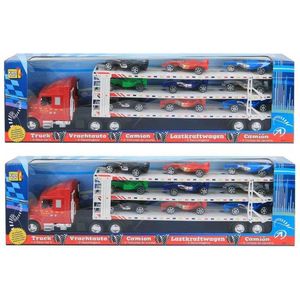 Vrachtauto met oplegger 58cm + 9 auto's