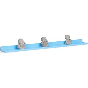 Relaxdays wandplank smal - wandboard hout - plank voor muur - MDF - wandelement 80 x 10 cm - blauw