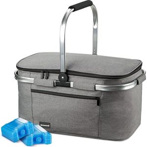 Picknickmand bomoe cooler bag foldable picnic basket IceBreezer K47-47x27x26cm - 32 liters incl. 2 cold packs - cooler box for barbecues or groceries - grote capaciteit - geïsoleerde koeltas Picknickmand