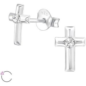Montebello Oorbellen Haki - 925 Zilver - Swarovski - Kruis - 6x9mm