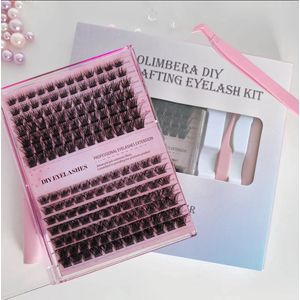 Individuele Wimpers 168PCS Cluster Wimpers DIY Wimper Extensions Kit W Krul 0.07mm W130/W02 9-16mm Brede Stam Lashes Individuele Wimpers Kit thuis(W130/W02-W-Cluster Lash Extension Kit, Nep Wimpers)