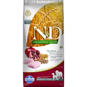 N&D Ancestral Grain hondenvoeding Kip medium/maxi 12 kg.