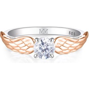 Feathra - 18k Roségouden Harry Potter Gouden Snaai Moissanite Ring met Gevleugelde Accenten - 1 karaat