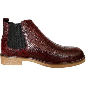 Leren schoenen- Heren Laarzen- Chelsea boots- Heren schoenen- Exclusief Stoere Mannen laarzen- Enkellaarsje 508- Leather- Bordeaux- Maat 44