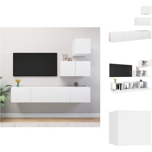vidaXL televisiemeubelset Hangend - spaanplaat - wit - 30.5x30x30 cm - 60x30x30 cm - 80x30x30 cm - Kast