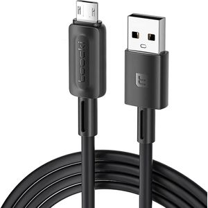 Toocki Oplaadkabel 'Fast Charging' - USB-A naar MICRO USB - 12W 2.4A Snellader - 1 Meter - voor Samsung, OnePlus, LG, Nokia, Huawei, Xiaomi, Sony, PS4, Xbox One, JBL, Motorola, Alcatel - Tot 2 Keer Sneller - 480Gbps - Snoer van TPE-Rubber - ZWART