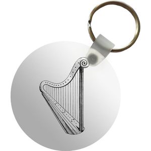 Sleutelhanger - Retro - Harp - Muziek - Plastic - Rond - Uitdeelcadeautjes