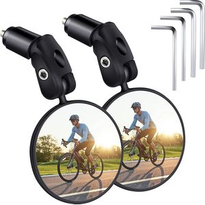 Fietsspiegel, 2 stuks, HD 360 graden draaibaar en inklapbaar, universele fietsspiegel voor stuur 17,4 - 22 mm, groothoek fietsspiegel, voor fietsen, mountainbikes, racefietsen